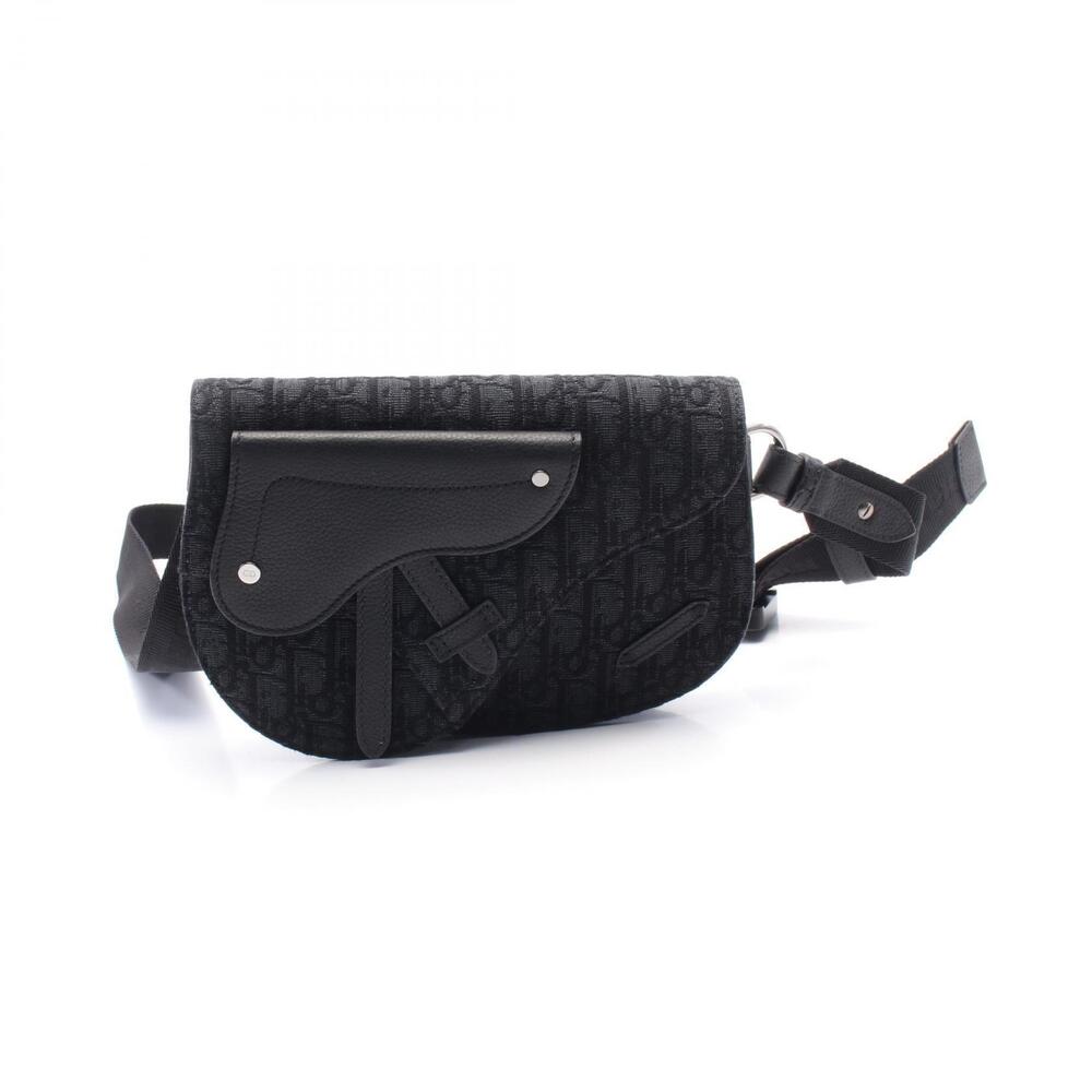 Dior SADDLE Oblique Waist Bag Body Bum Crossbody Belt Canvas Leather Black - Picture 1 of 4